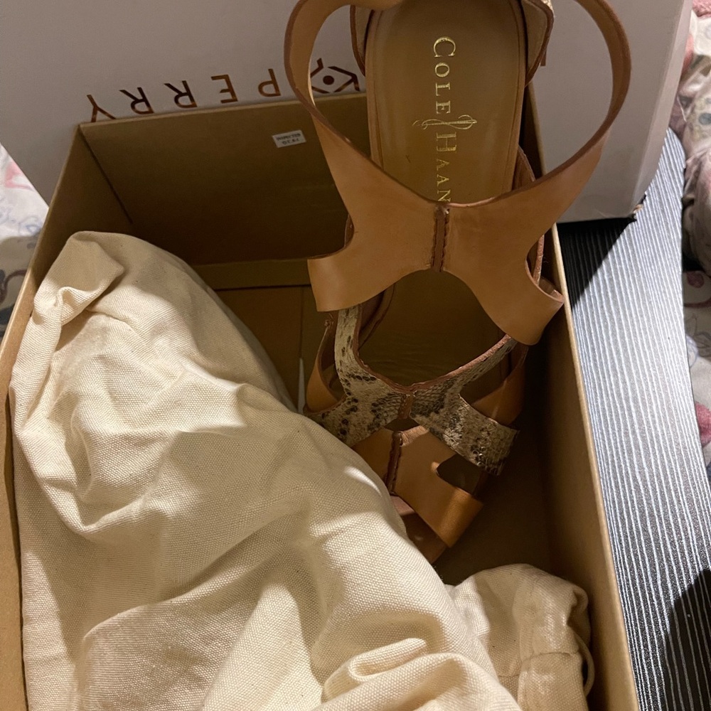 Cole Haan Tan Heels Strappy Design